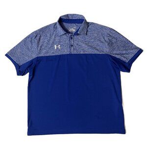 Under Armour Polo Shirt Mens L Royal Blue Team Podium Golf Shirt Short Sleeve